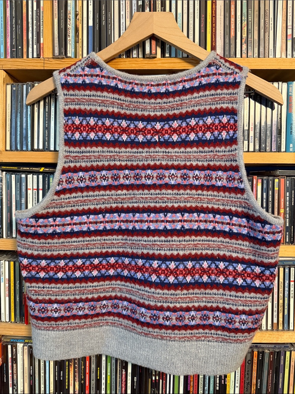 J. Crew Gray Fair Isle Knit Tank with Blue and Red Accents - Picture 4 of 4